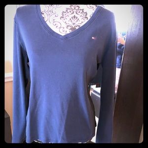 Navy blue Tommy Hilfiger long sleeve v neck